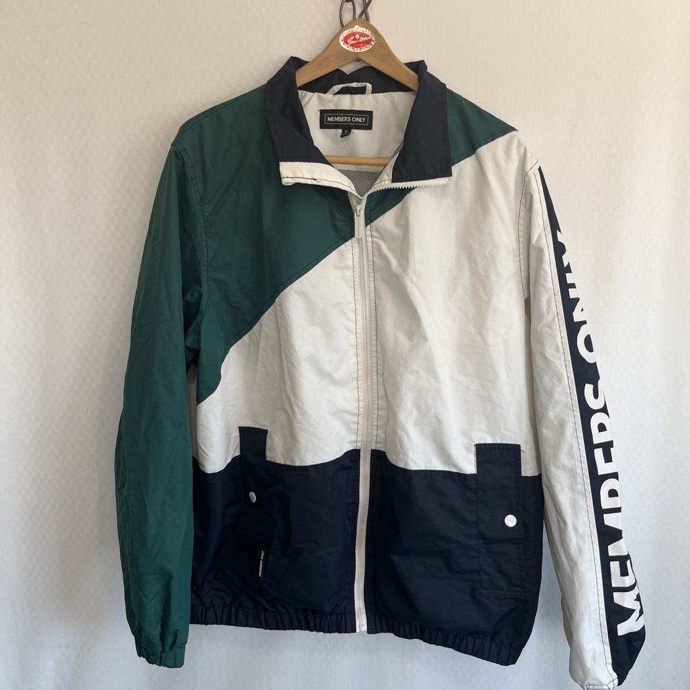 Members Only Jacket XL Windbreaker green black